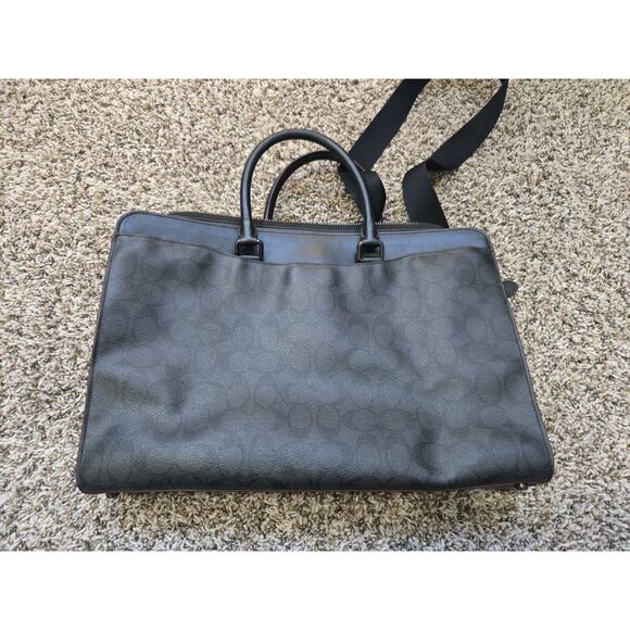 Coach Beckett Structured Brief Case In Signature Canvas Leather Black & Burgundy - Picture 4 of 16